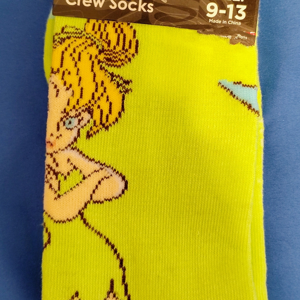 Green Casual Crew Socks with Ribbed Top